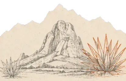 Ilustración de la Peña de Bernal, Querétaro